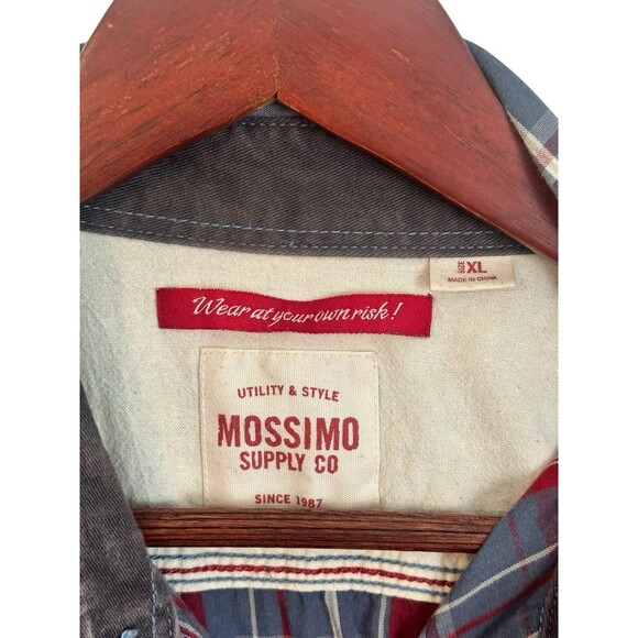 Vintage Mossimo Men's Plaid Flannel Shirt Elbow Pads Western Cowbow Size XL - Picture 3 of 6